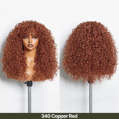 Human Hair Curly Wig with Bangs – Shaggy Waves✨